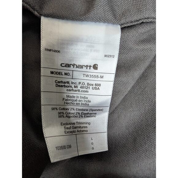 Carhartt Shirt Mens L Gray Canvas Midweight Rugged Flex Relaxed Button Down NWT - Picture 5 of 5